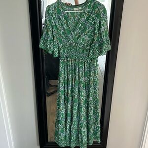 MAX STUDIO Flutter Sleeve Maxi Dress Green